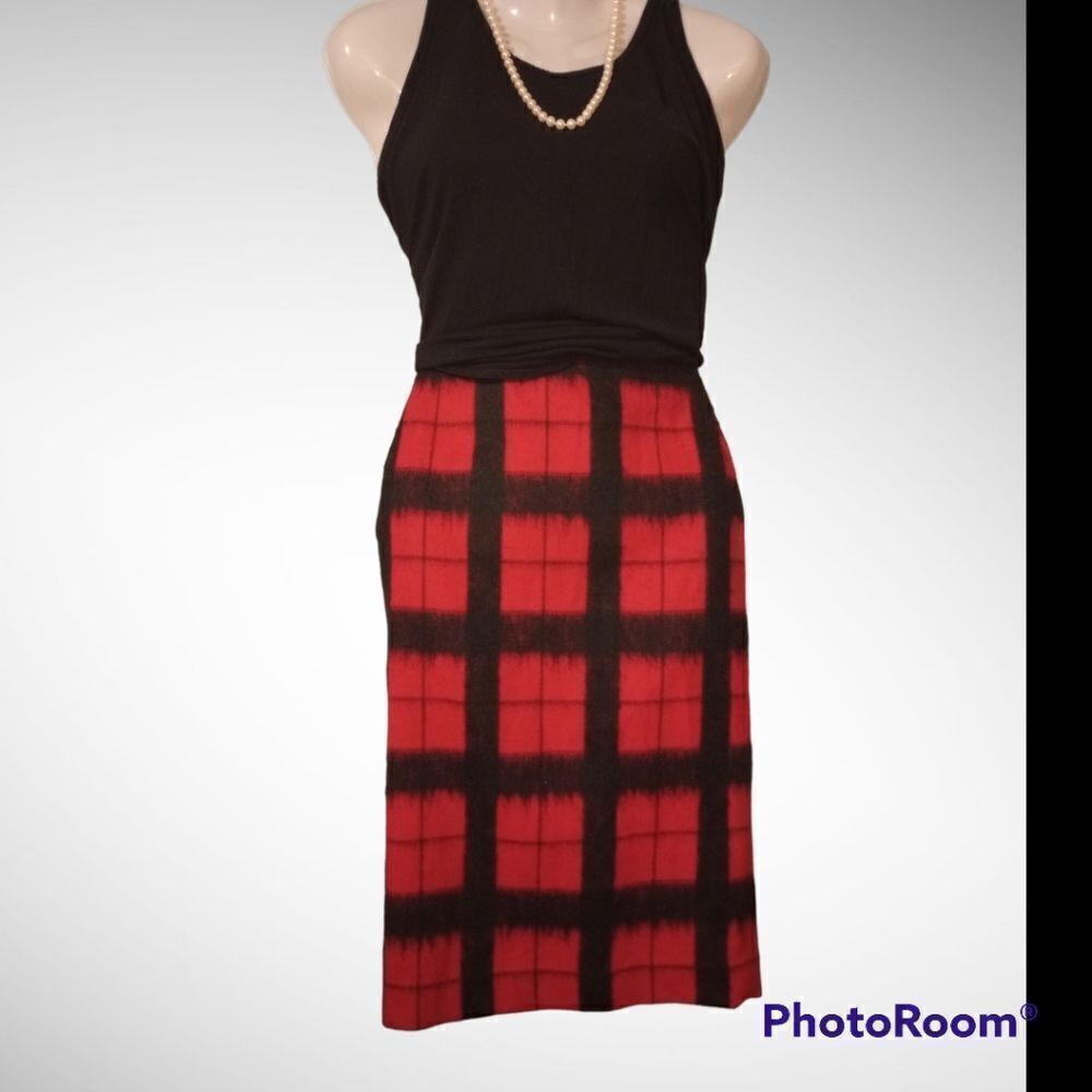 Talbots wool blend checkered skirt